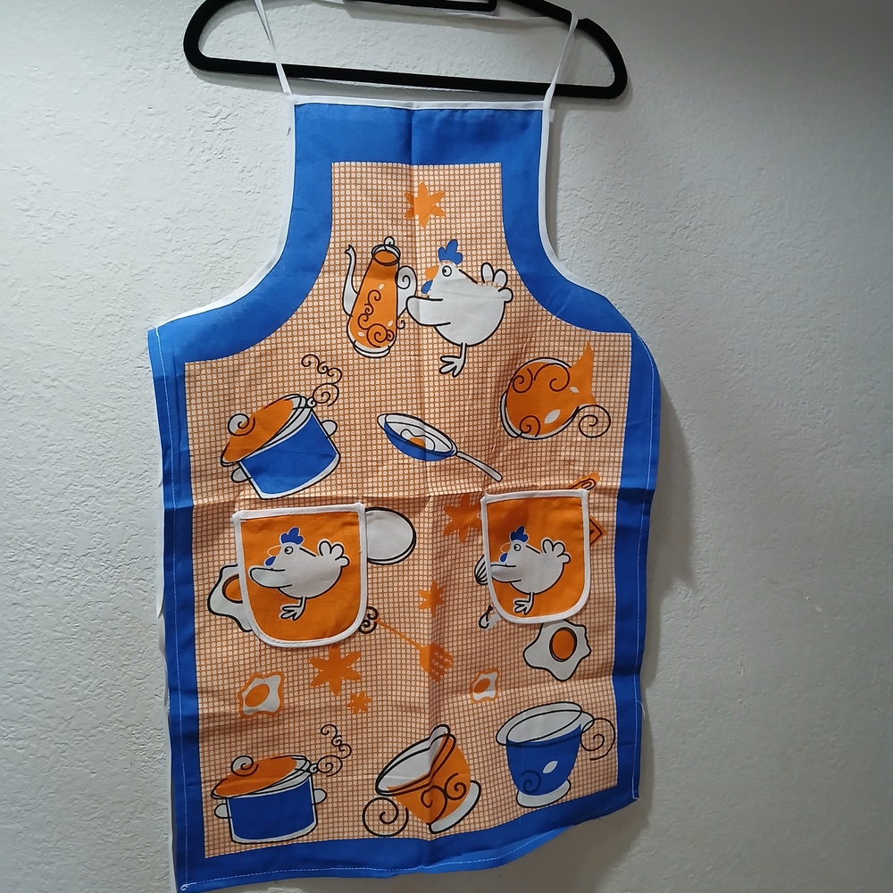 Blue and Orange Cartoon Apron